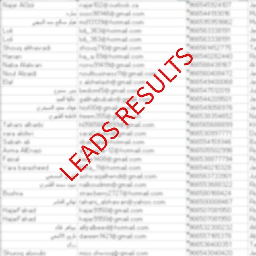 مخرجات حملة Lead Generation — بيانات مموّهة
